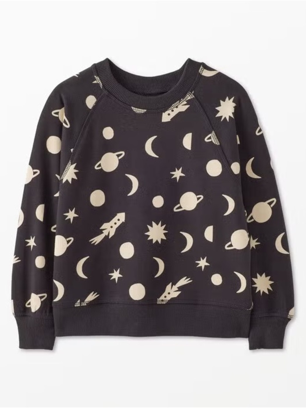 Hanna Andersson Black Sweatshirt with Cream Space Print Size 10